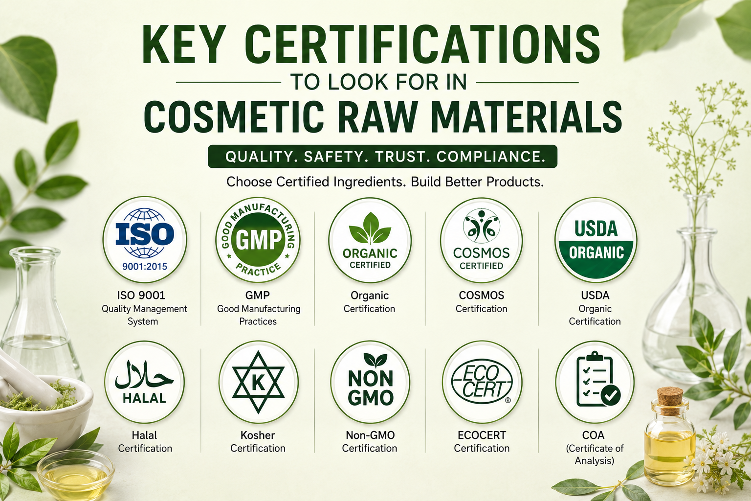 Certifications for Cosmetic Raw Materials